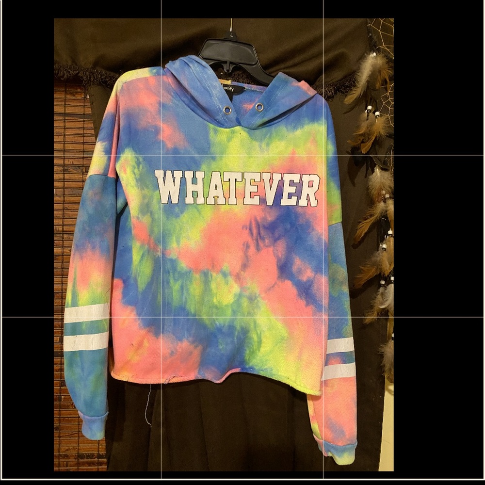 A cropped tie dyed hoodie
